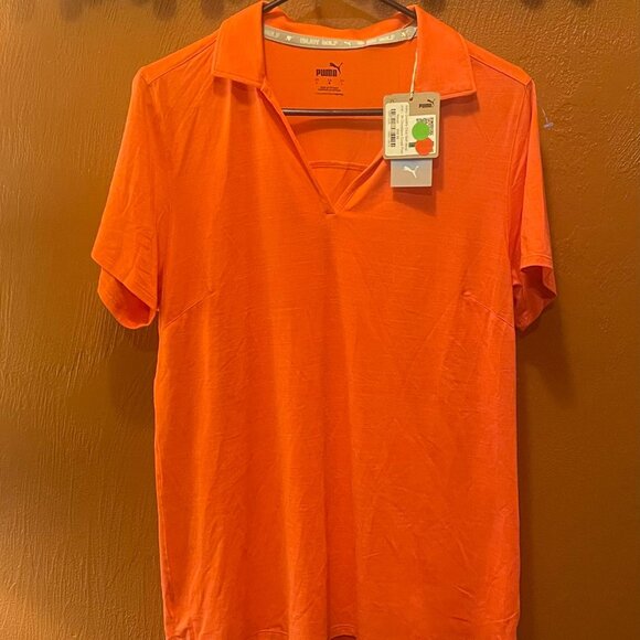Puma Orange Golf Polo Shirt - Stylish & Comfortable Large - Picture 5 of 6